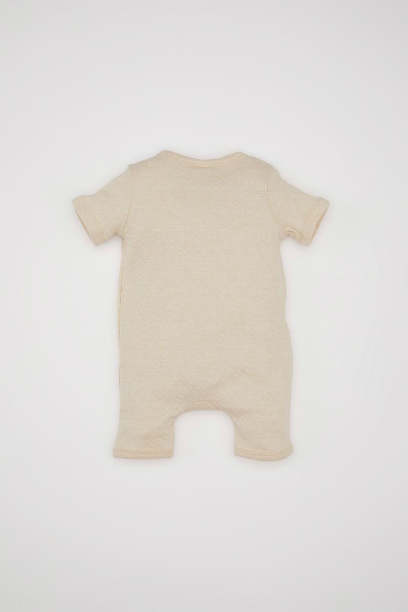 Kız Bebek Bej Melanj Kısa Kollu Tulum Kız Bebek Yenidoğan