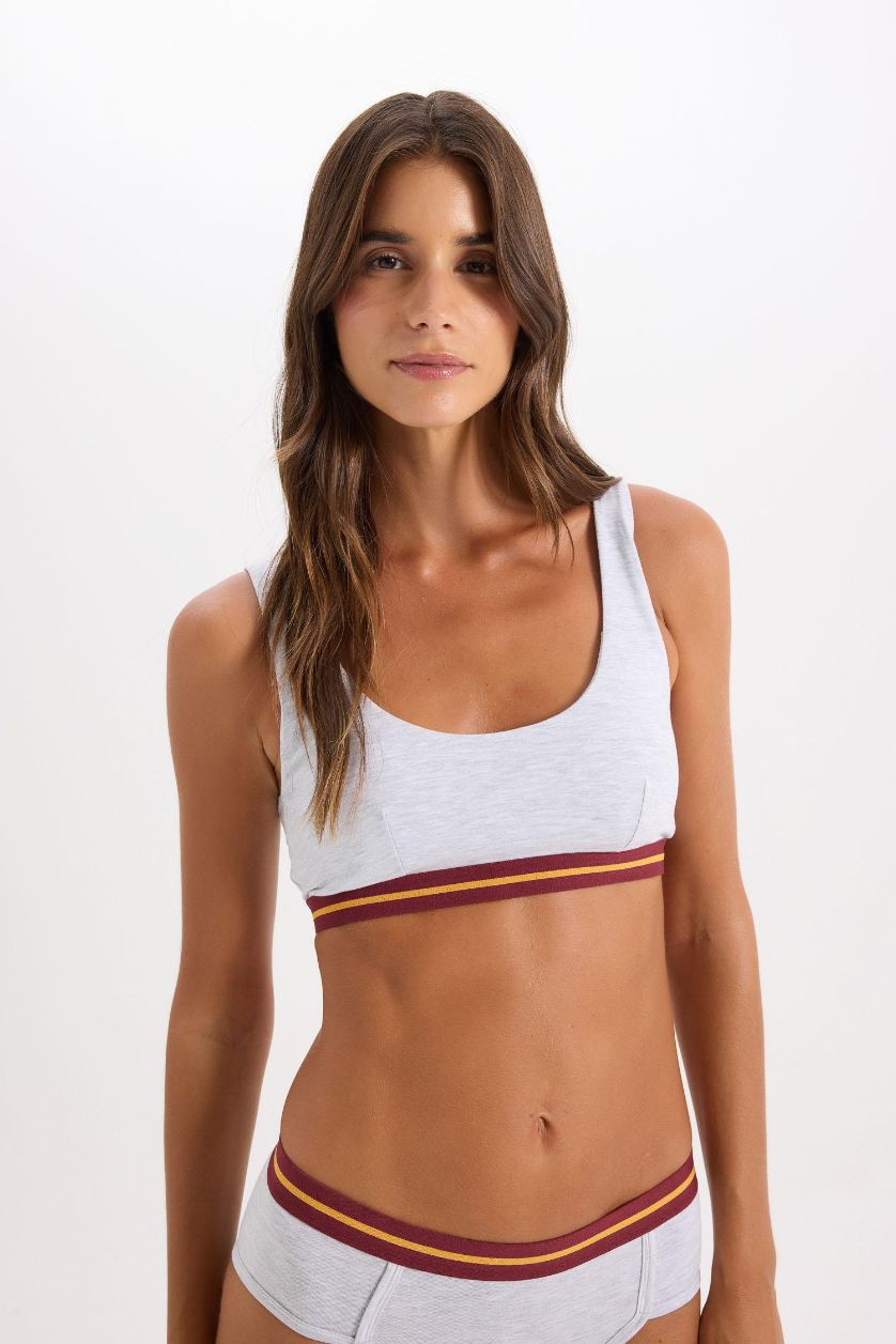 Женщины Серый меланж Бюстгальтер с принтом, Fall in Love