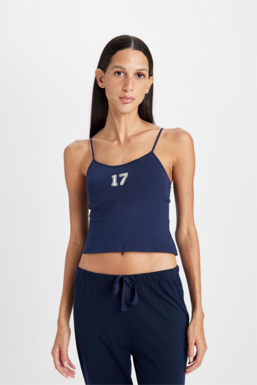 نساء كحلي ديباردور مطبوع بحمالات رقيقة من Fall in Love