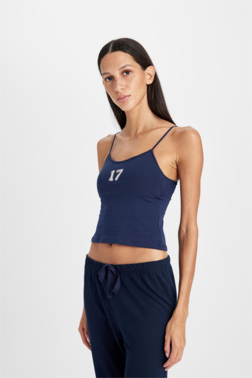 نساء كحلي ديباردور مطبوع بحمالات رقيقة من Fall in Love