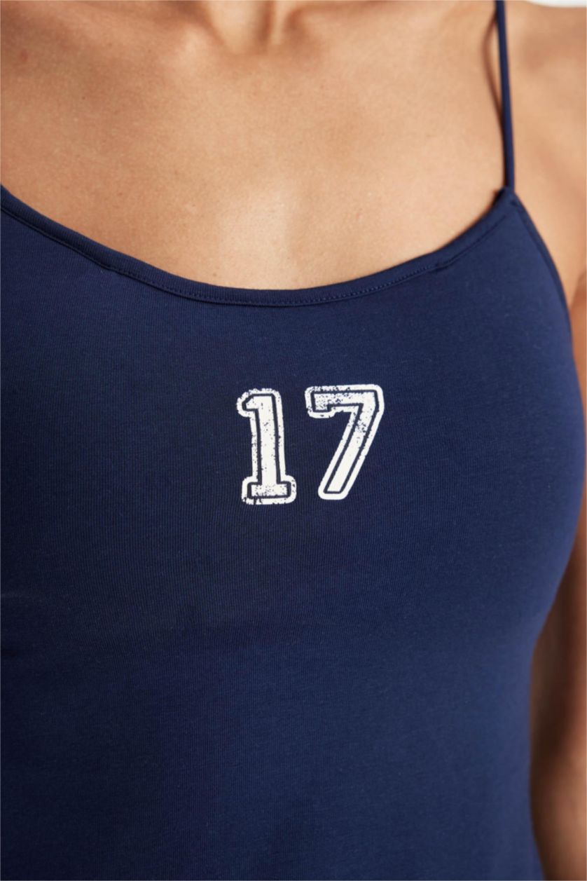 نساء كحلي ديباردور مطبوع بحمالات رقيقة من Fall in Love