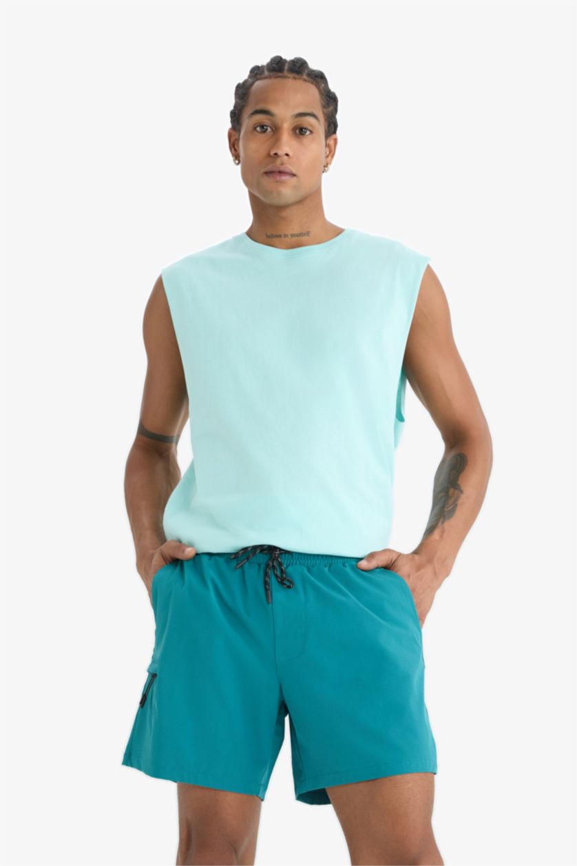 HOMME Vert Short De Bain Tissé