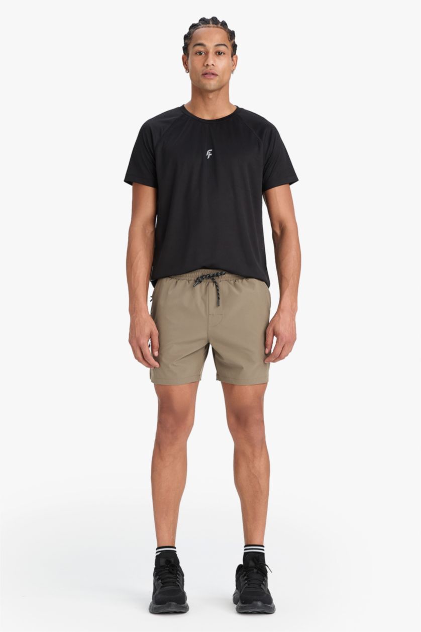 MAN Light Khaki DeFactoFit Printed Flexible Textured Sports Swim Shorts