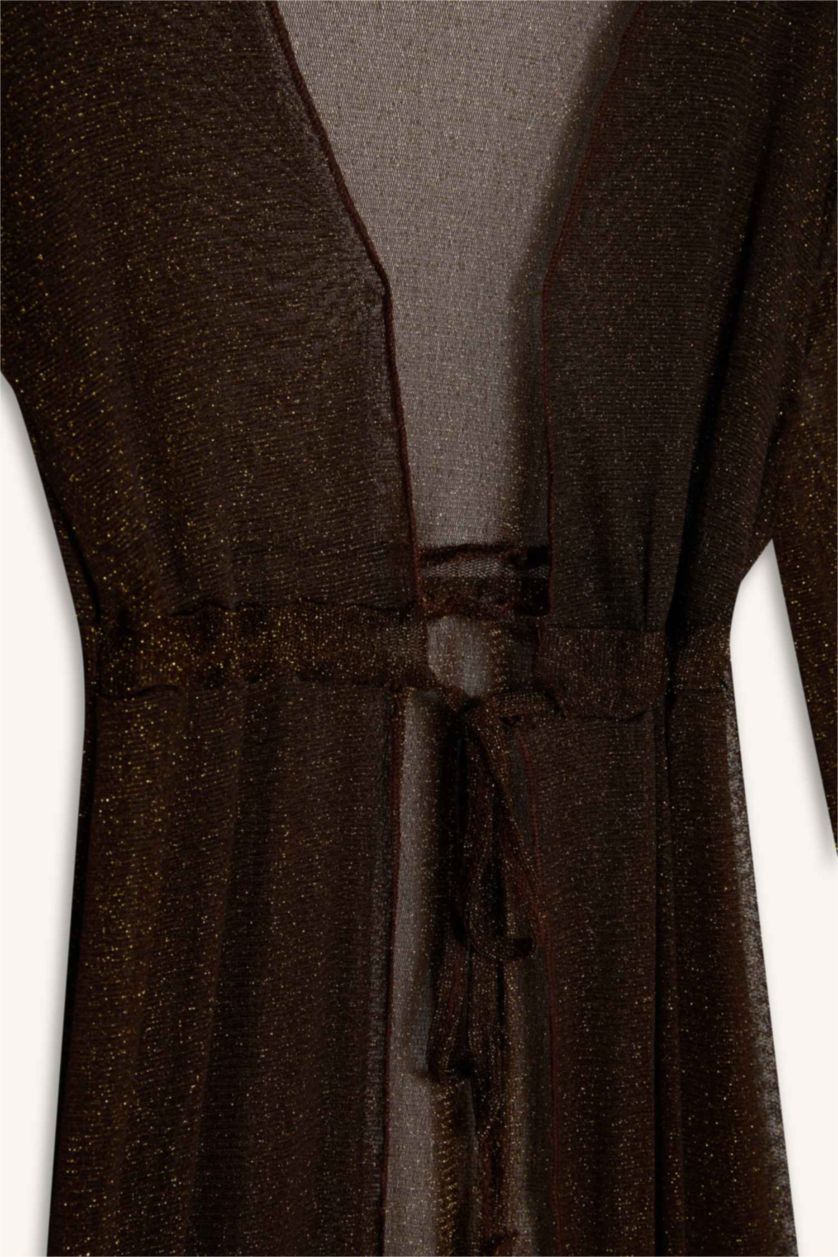 حريمي بني كيمونو بحر طويل تول لامع من Fall in Love