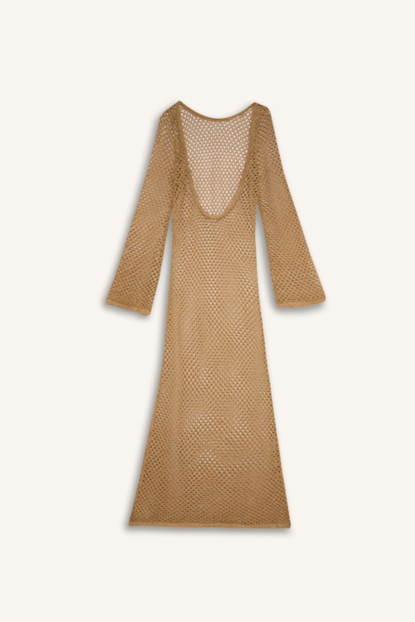 Woman Yellow Regular Fit Knitwear Beach Dress