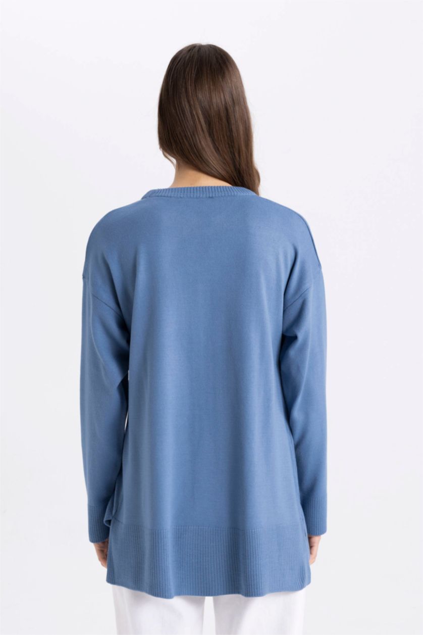 FEMME Bleu Tunique coupe régulière à Col Rond