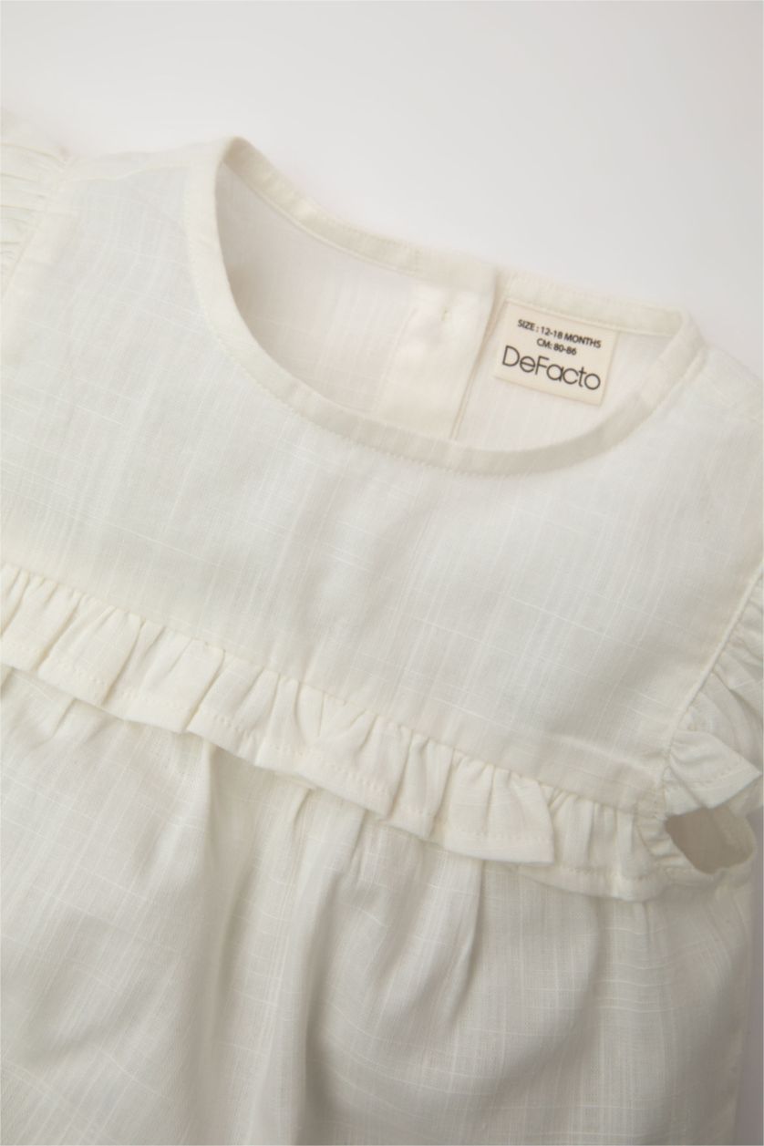 Baby Girls Ecru Baby Girl Blouse Shorts 2 Piece Set