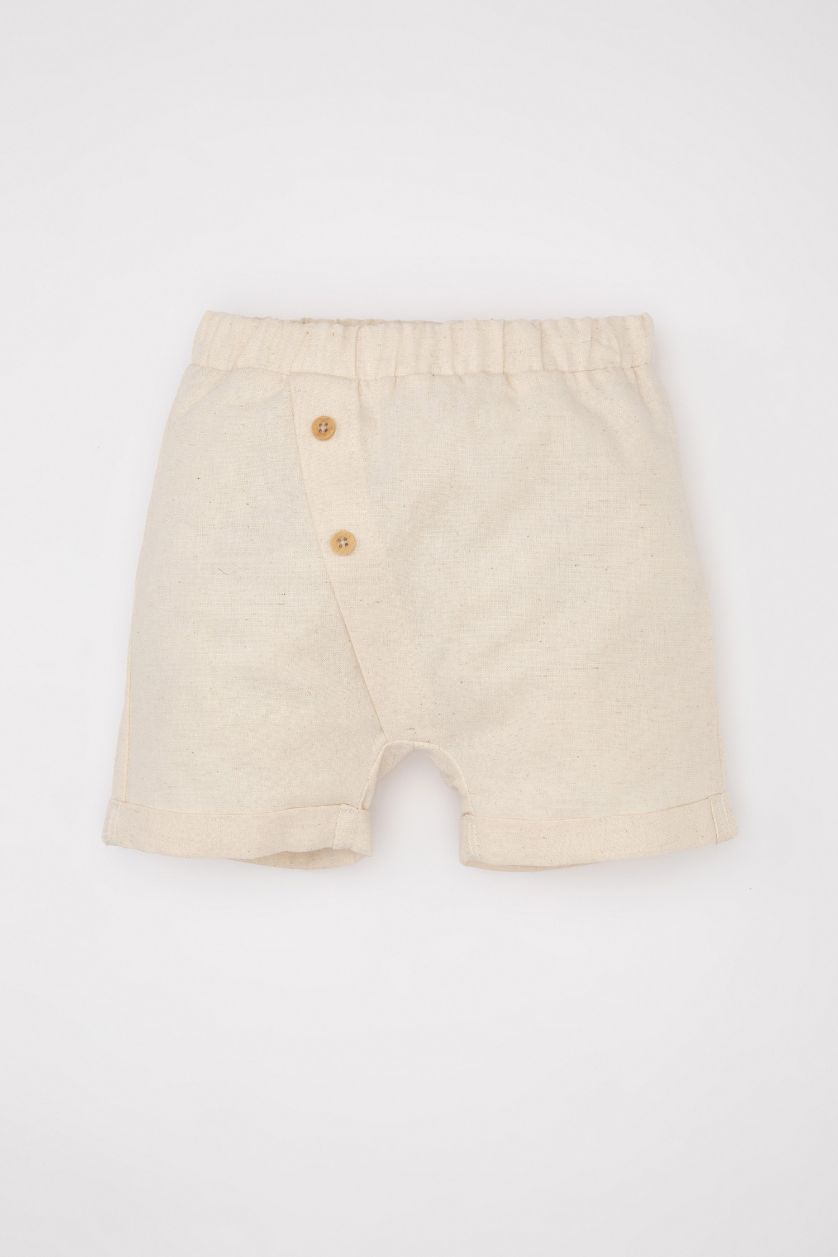 BABY GIRL Beige Baby Boy Linen Short Sleeve T-Shirt Shorts 2 Piece Set