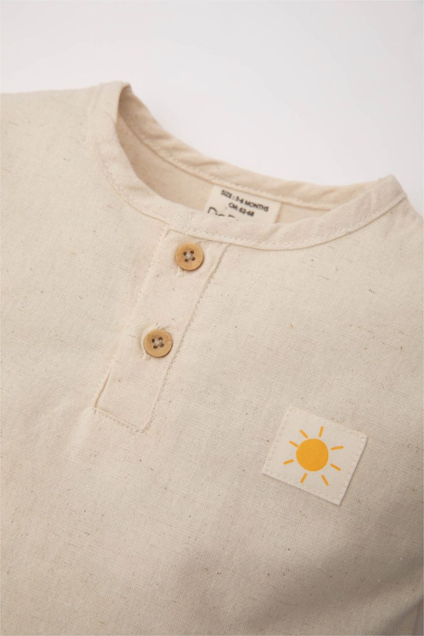 BABY GIRL Beige Baby Boy Linen Short Sleeve T-Shirt Shorts 2 Piece Set