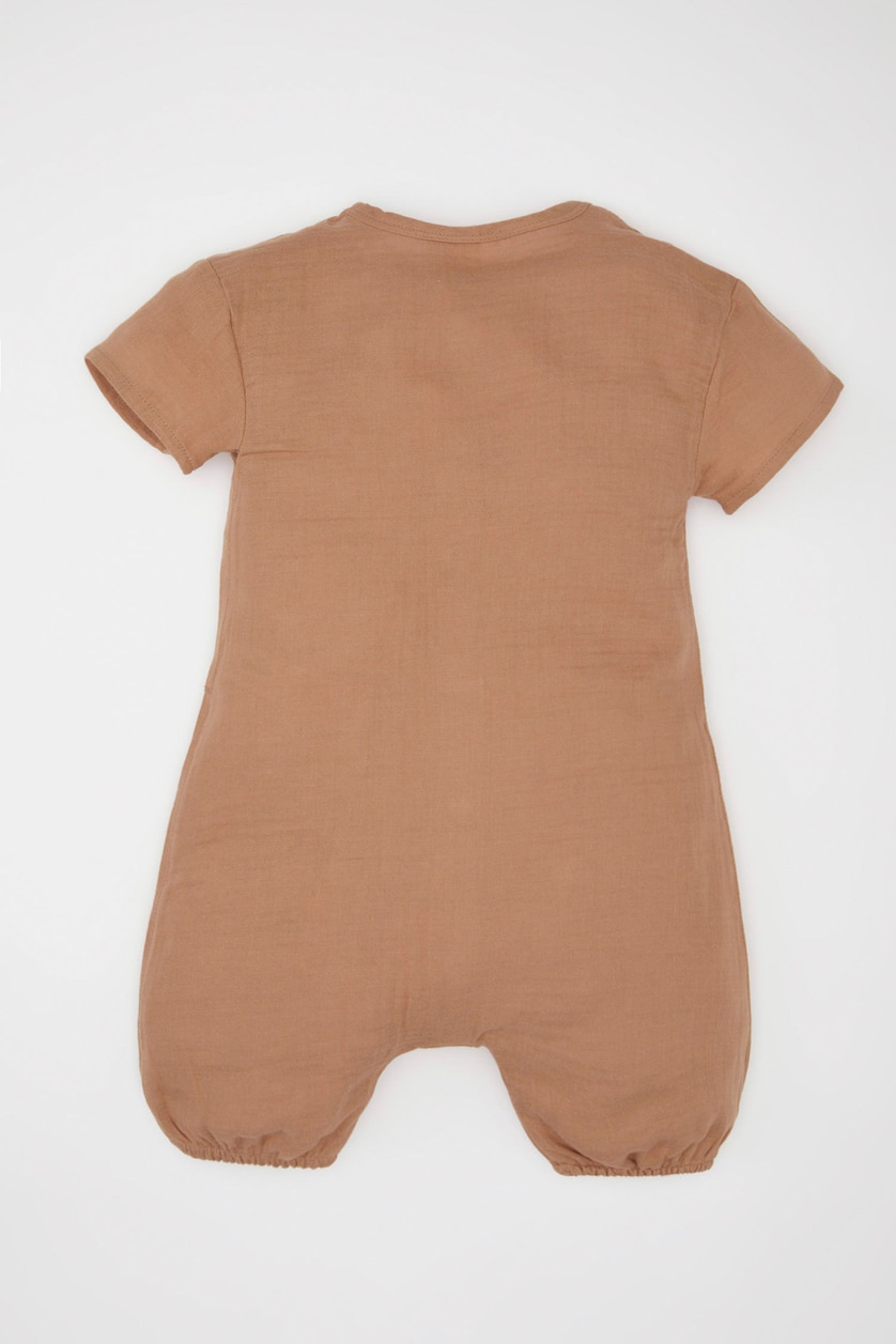 Baby Boys Vison Muslin Regular Fit Button Neck Jumpsuit