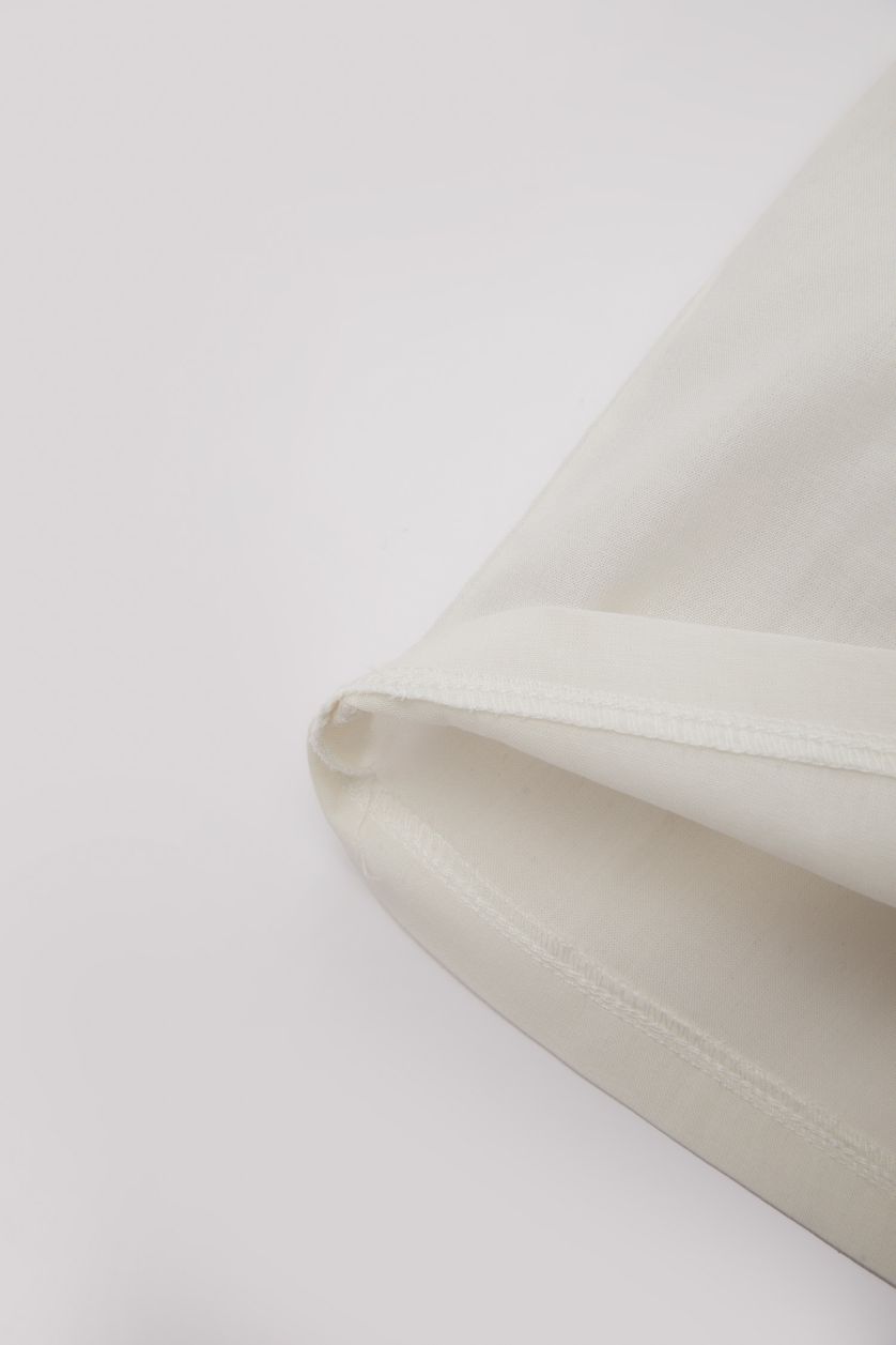 Baby Girl Ecru Baby Girl Crew Neck Voile Shirt