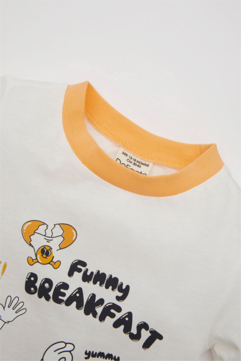 Erkek Bebek Somon Erkek Bebek Pijama Takımı Penye Baskılı Kısa Kollu Üst Şort