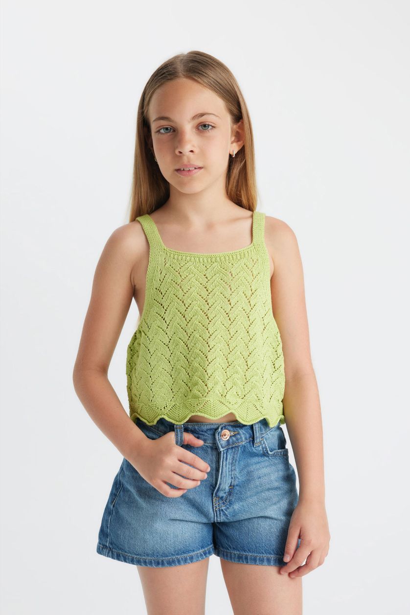 Girls & Teens Light Green Girl Crop Top