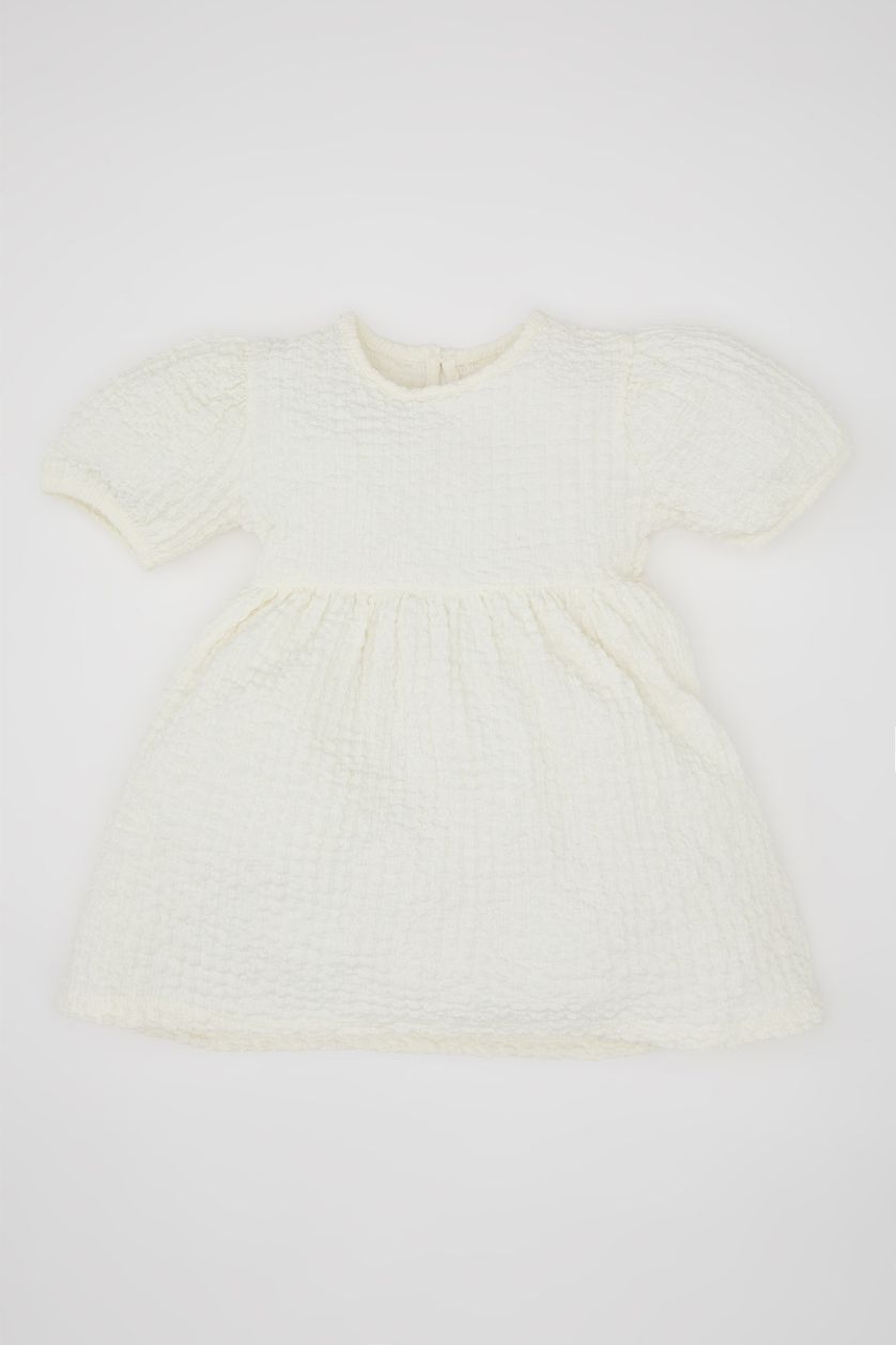 Baby Girl Ecru Baby Girl Short Sleeve Dress