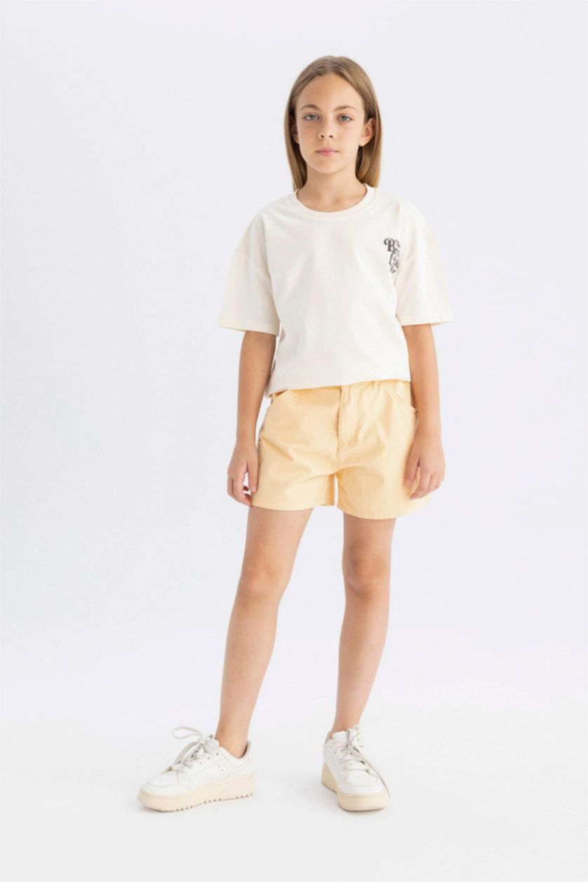GIRLS & TEENS Yellow Girl Cotton Shorts