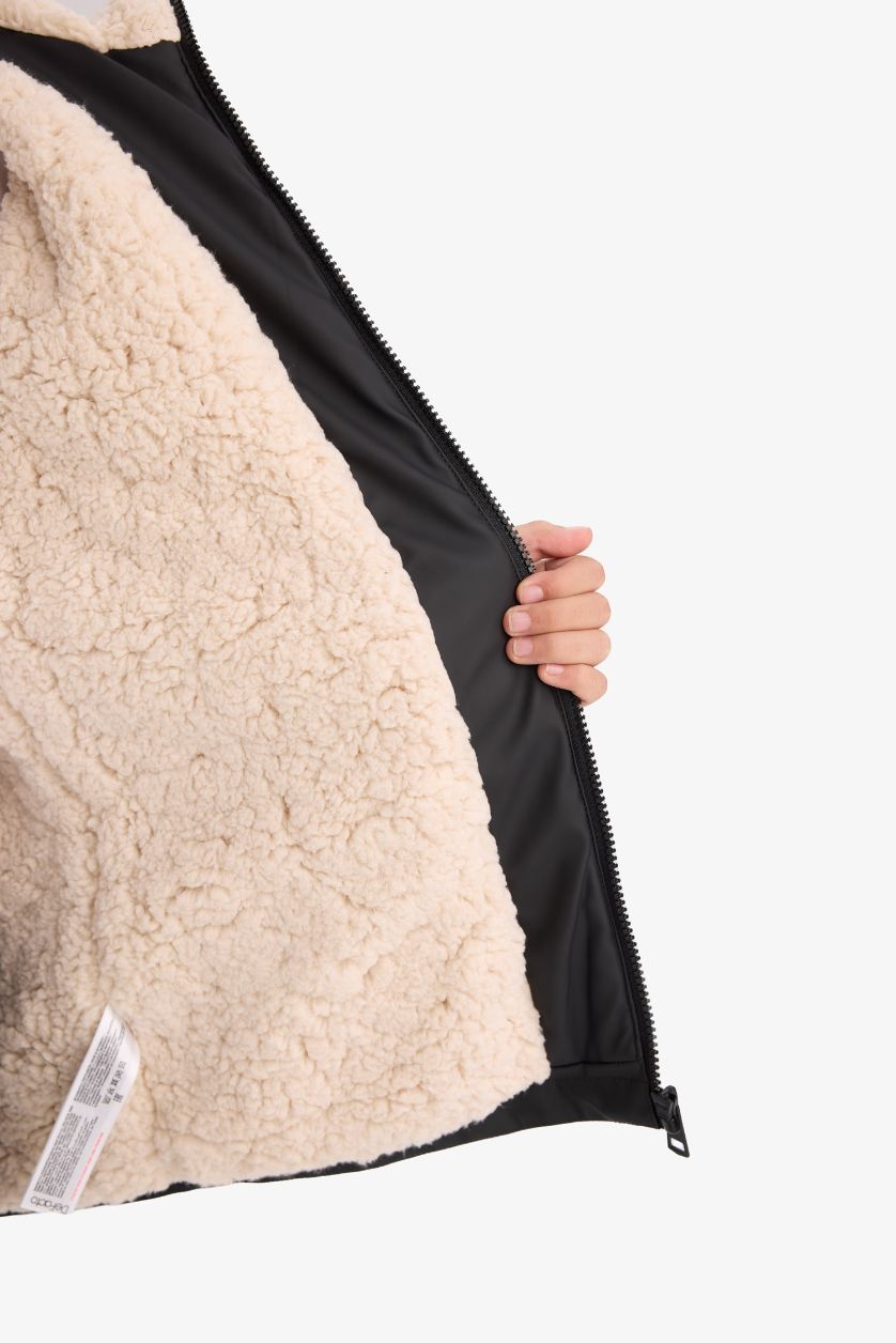 GIRLS & TEENS Black Girl Waterproof Hooded Rain Jacket