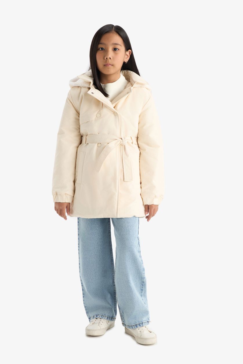 GIRLS & TEENS Ecru Girl Hooded Water Repellent Raincoat