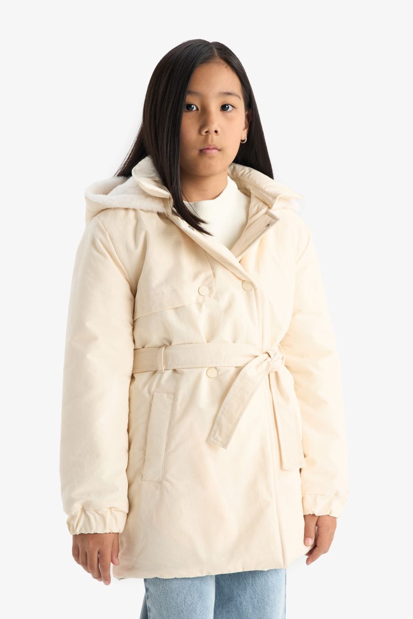 GIRLS & TEENS Ecru Girl Hooded Water Repellent Raincoat