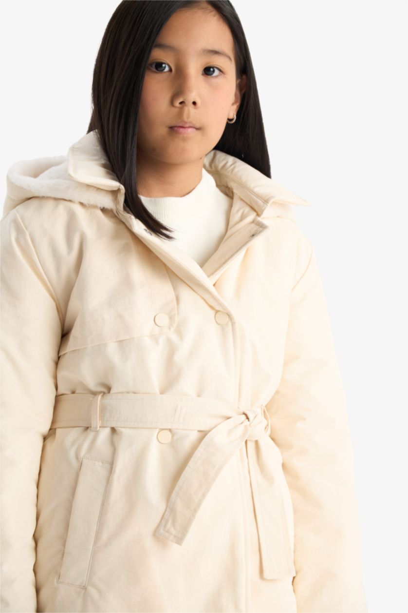 GIRLS & TEENS Ecru Girl Hooded Water Repellent Raincoat