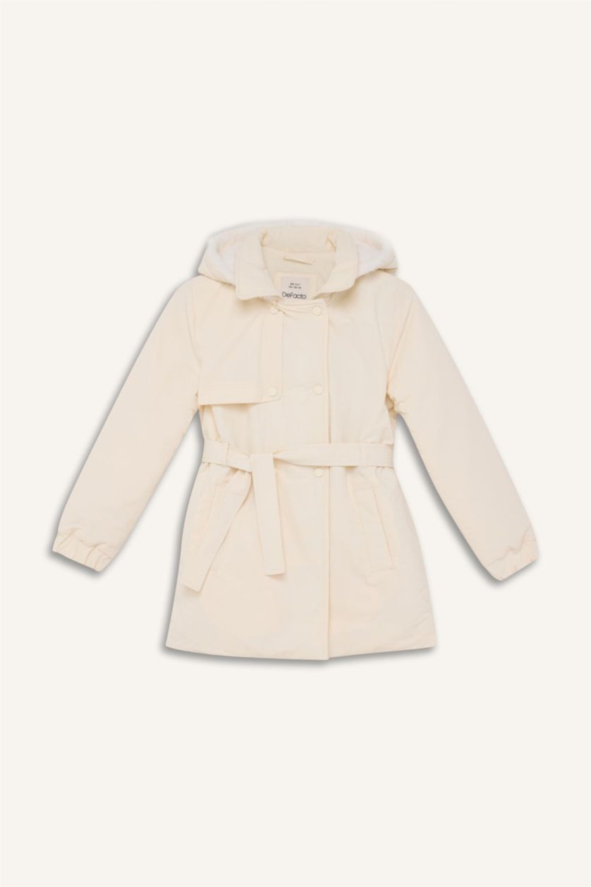 GIRLS & TEENS Ecru Girl Hooded Water Repellent Raincoat
