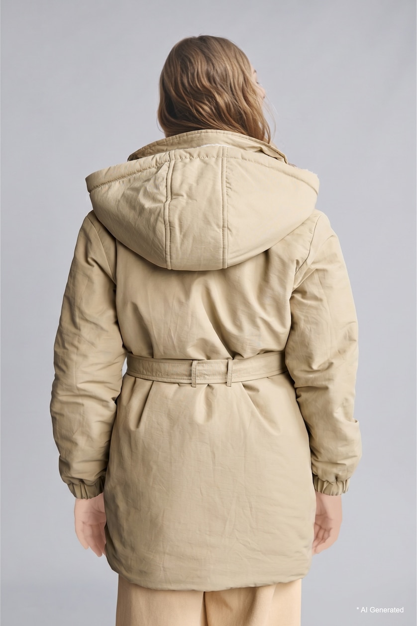 VAJZA & ADOLESHENTE Light Khaki Girl Warm Hooded Raincoat