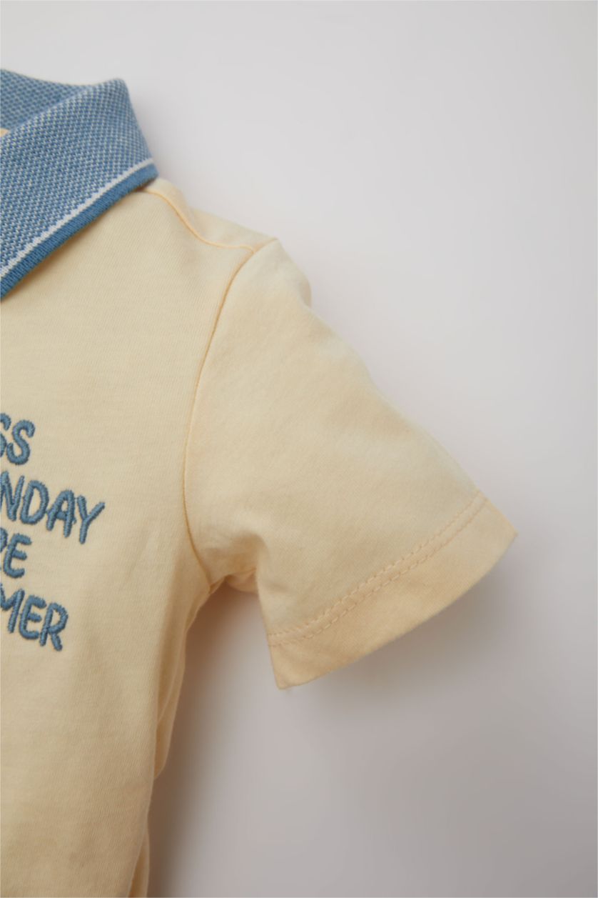 BÉBÉ GARÇON Écru T-Shirt Polo à Manches Courtes imprimé pour BéBé Garçon