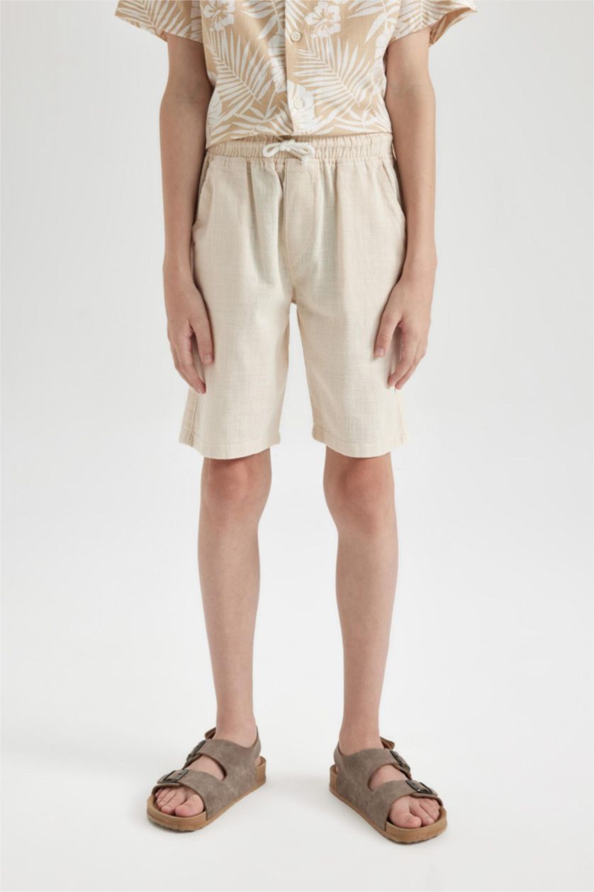 BOYS & TEENS Light Stone Boy Linen Look Shorts