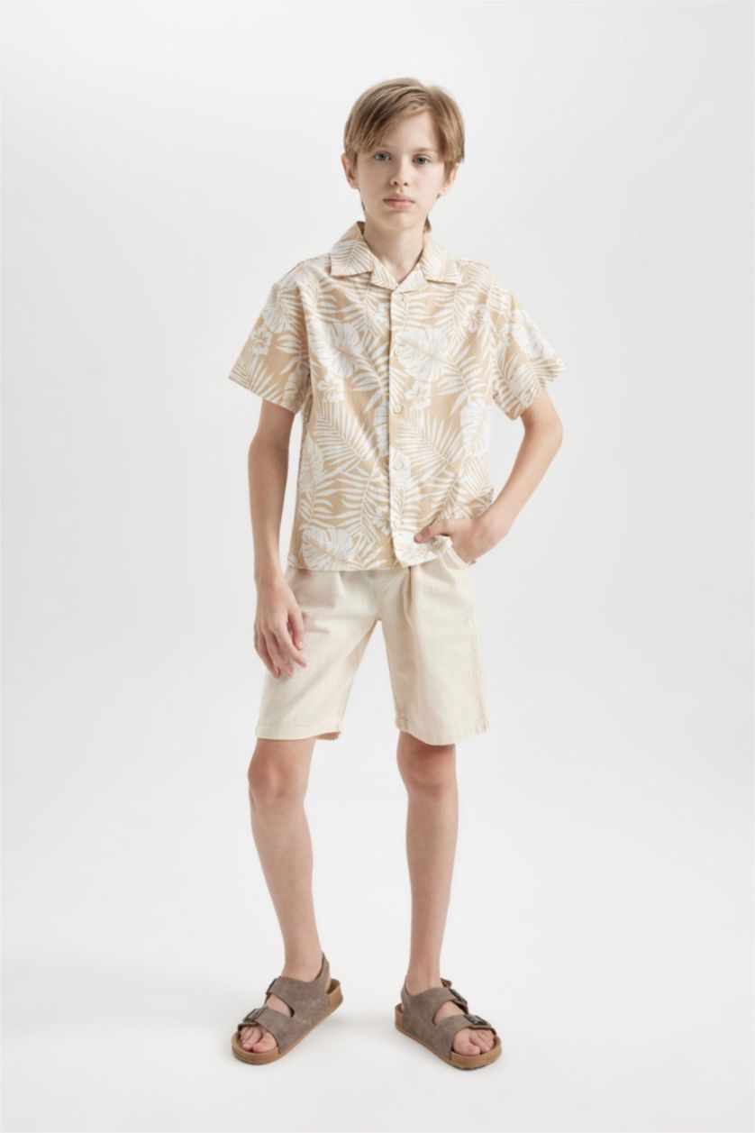 BOYS & TEENS Light Stone Boy Linen Look Shorts