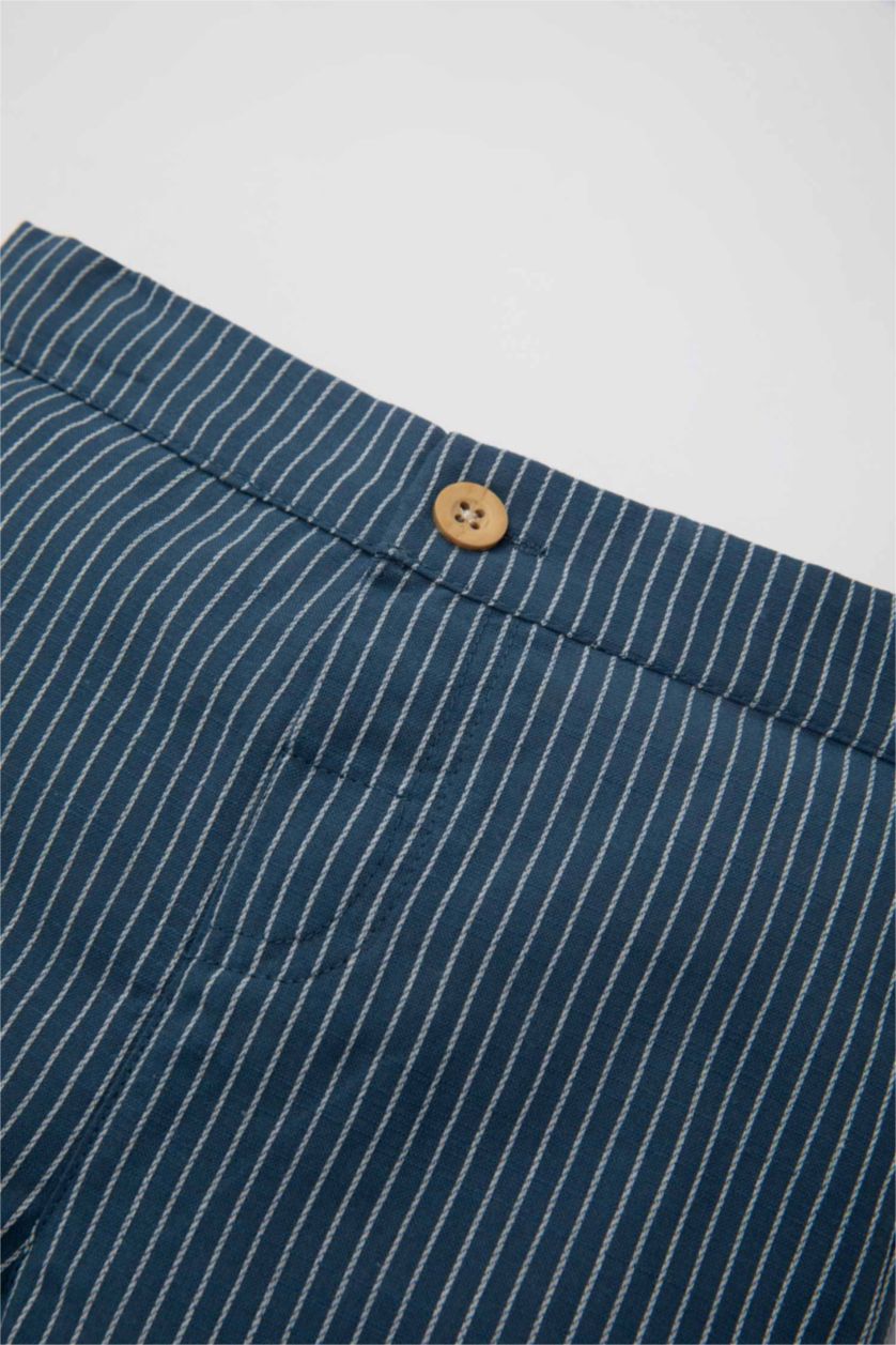 Baby Boy Light Indigo Baby Boy Regular Fit Striped Shorts