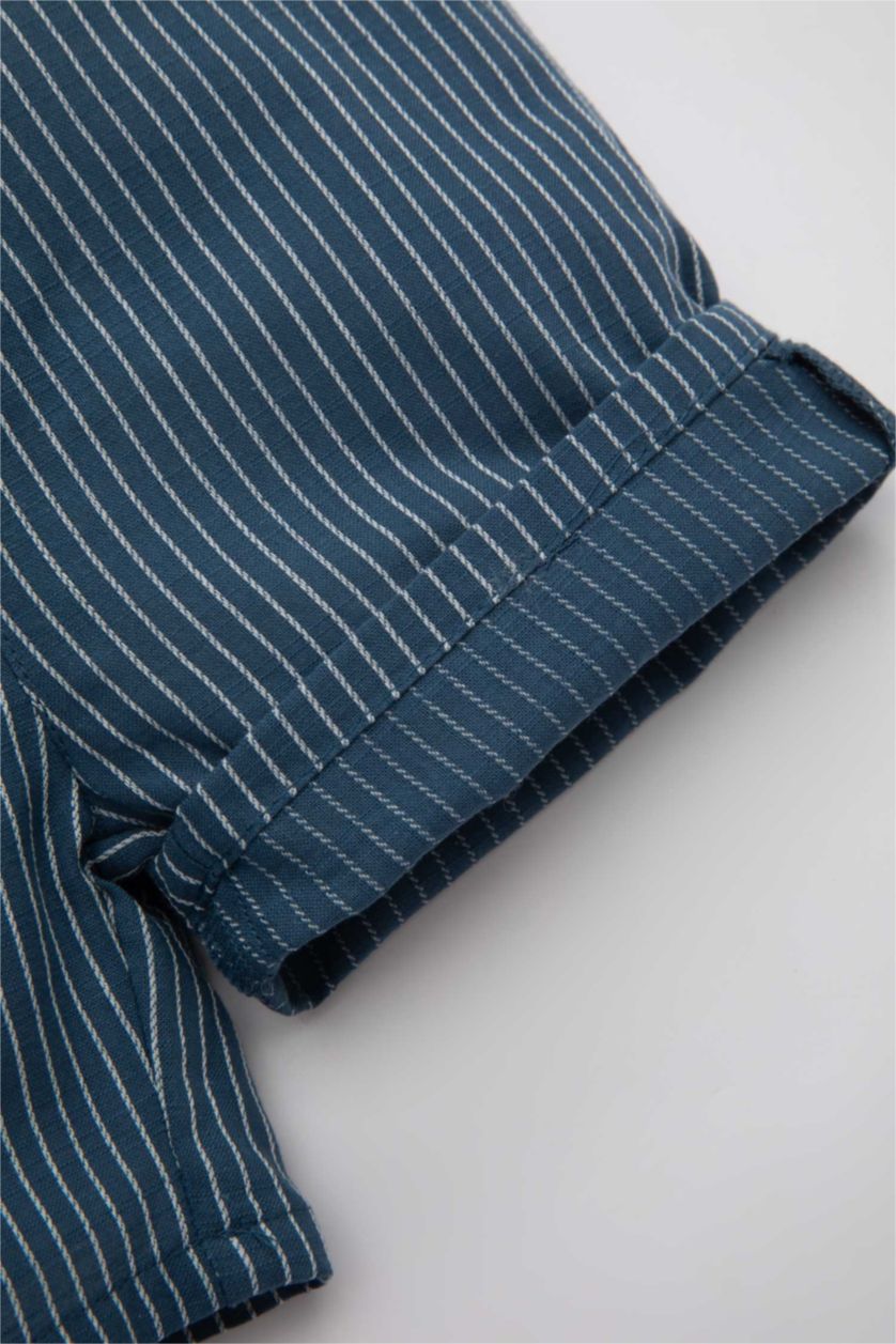 Baby Boy Light Indigo Baby Boy Regular Fit Striped Shorts