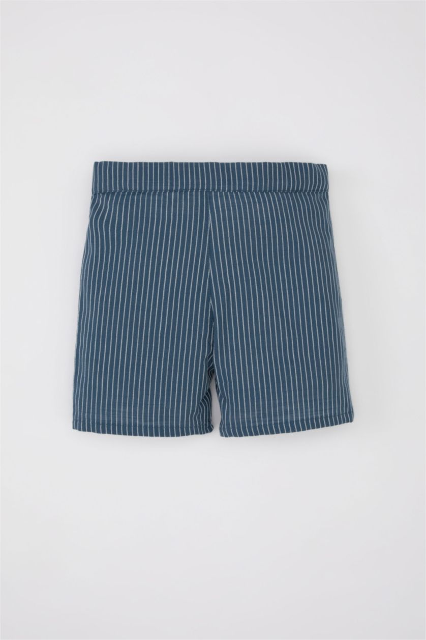 Baby Boy Light Indigo Baby Boy Regular Fit Striped Shorts