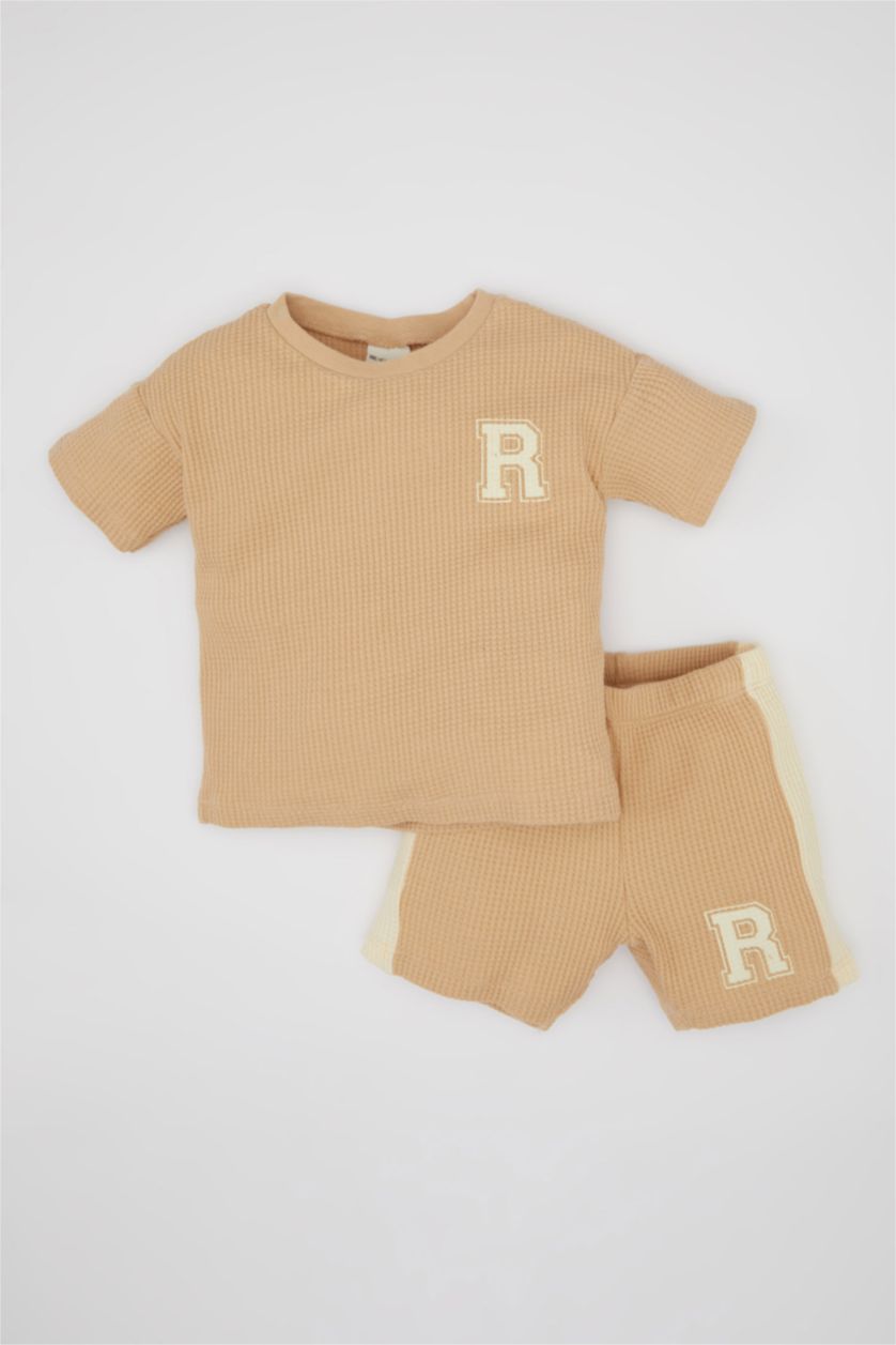 BABY BOY Beige Baby Boy Waffle 2 Piece Set