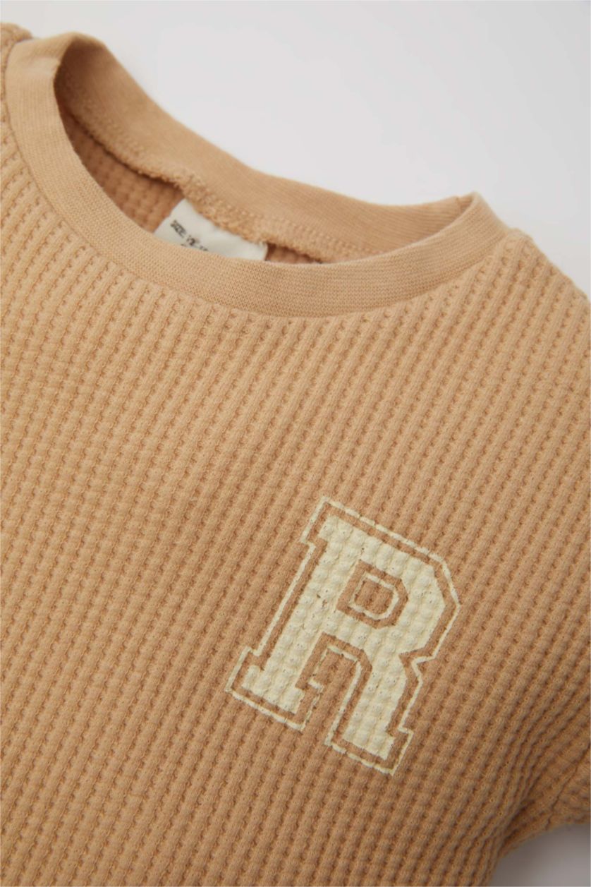 BABY BOY Beige Baby Boy Waffle 2 Piece Set