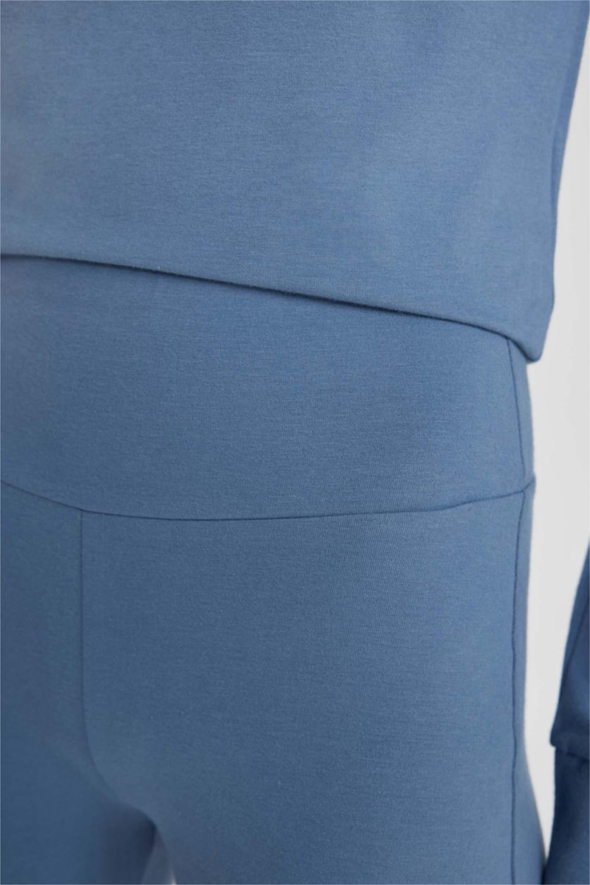 Woman Blue DeFactoFit Flayer Fit Waist Wrist Standard Trousers