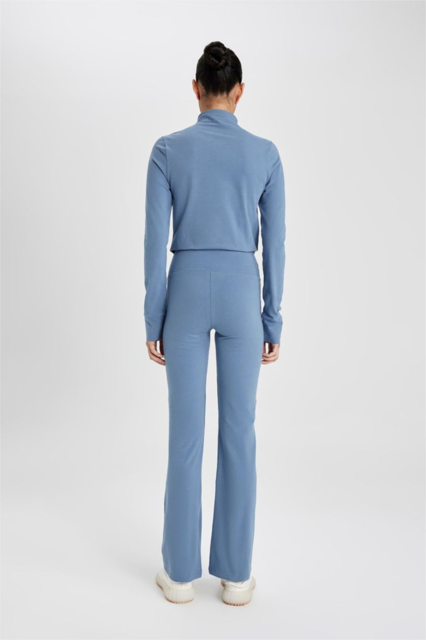 Woman Blue DeFactoFit Flayer Fit Waist Wrist Standard Trousers