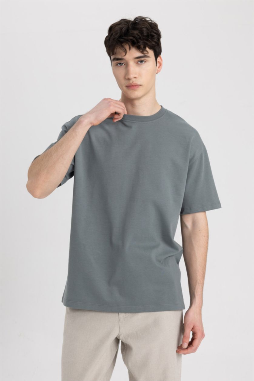 Man Green Boxy Fit Short Sleeve T-Shirt