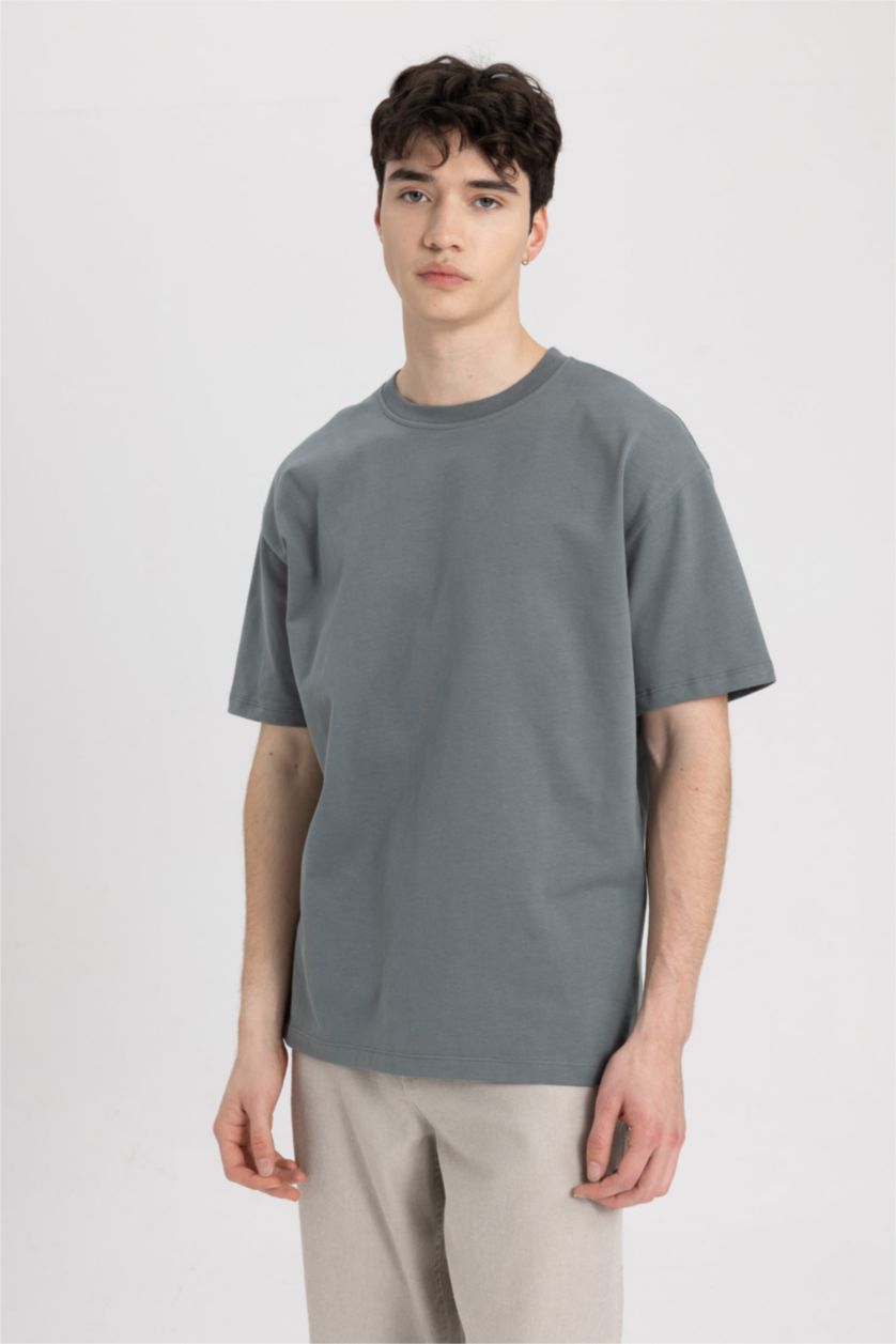 Man Green Boxy Fit Short Sleeve T-Shirt