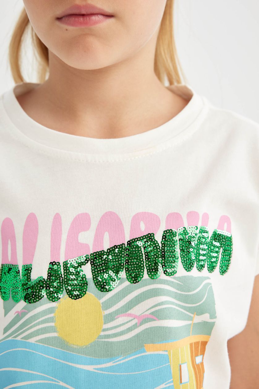 بنات اوف وايت تيشيرت أوفر سايز بناتي تروبيكال بياخة مستديرة