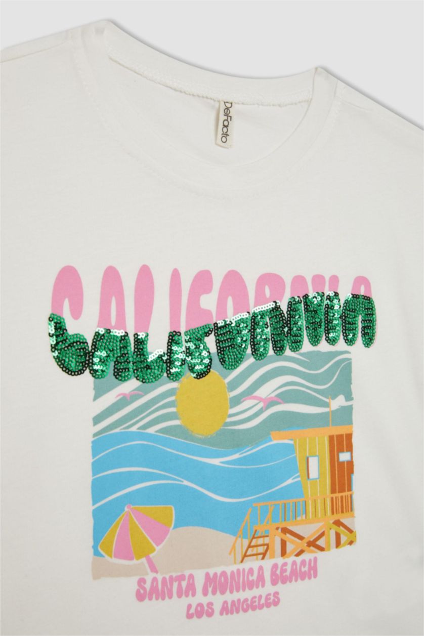 بنات اوف وايت تيشيرت أوفر سايز بناتي تروبيكال بياخة مستديرة