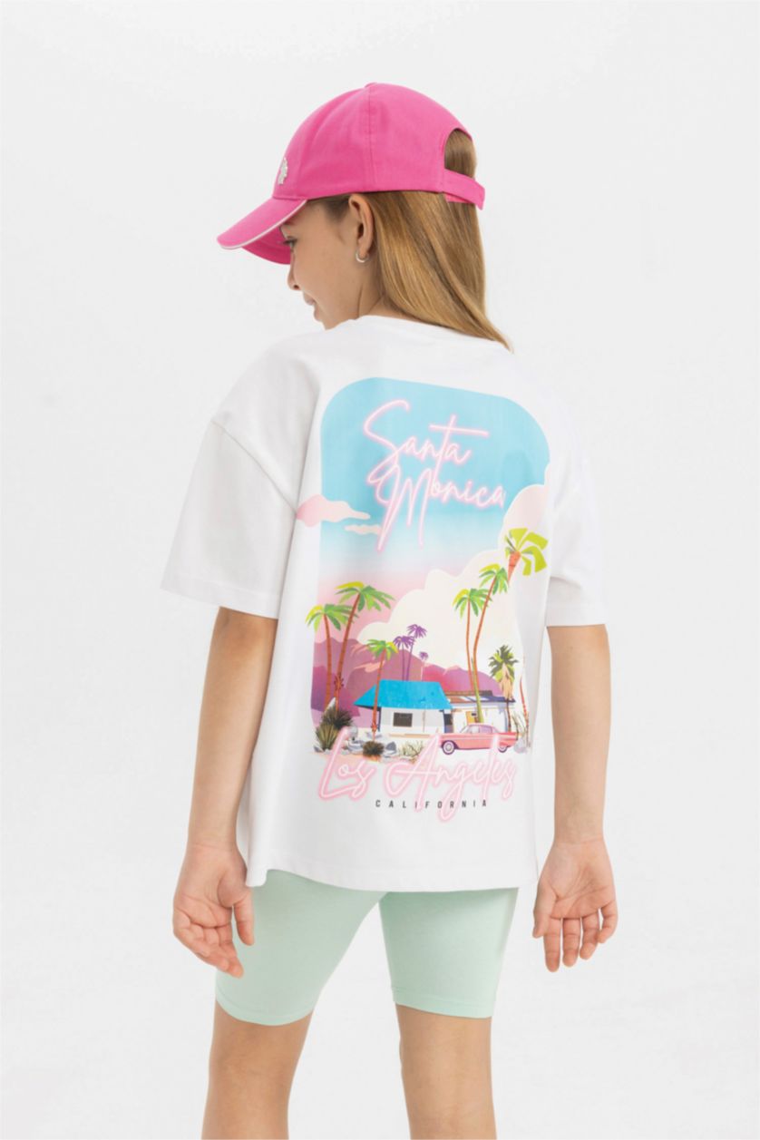 GIRLS & TEENS White Oversize Fit Printed Short Sleeve T-Shirt