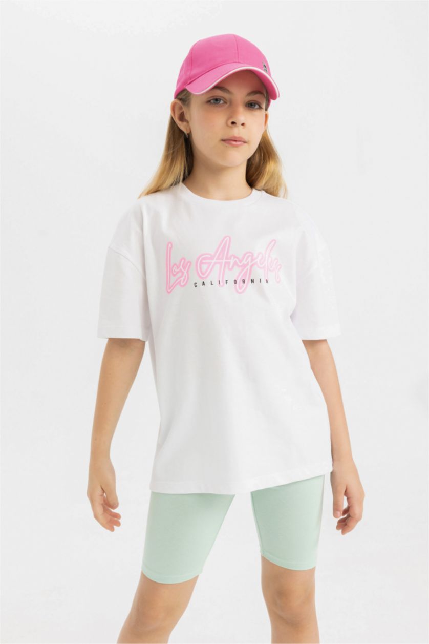 GIRLS & TEENS White Oversize Fit Printed Short Sleeve T-Shirt