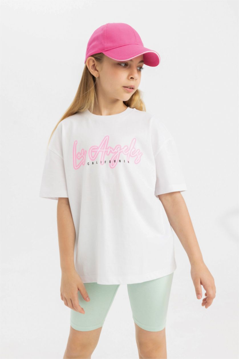 GIRLS & TEENS White Oversize Fit Printed Short Sleeve T-Shirt