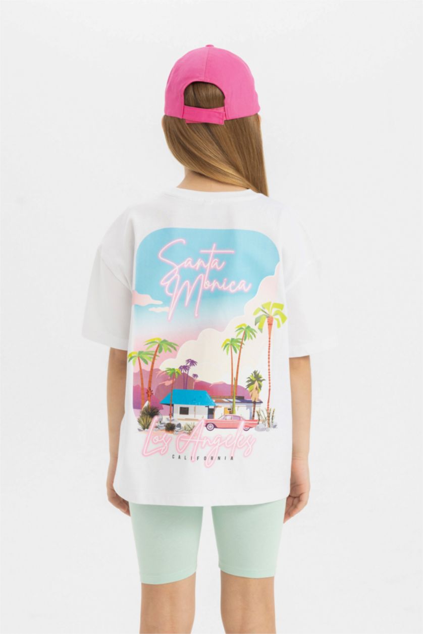 GIRLS & TEENS White Oversize Fit Printed Short Sleeve T-Shirt