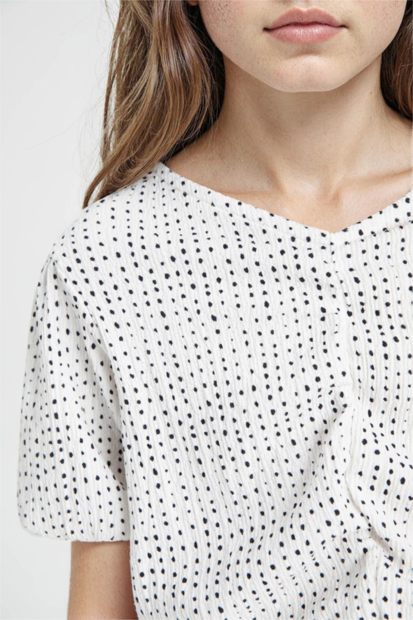 Girls & Teens Ecru Girl Relax Fit Crinkle Fabric T-Shirt