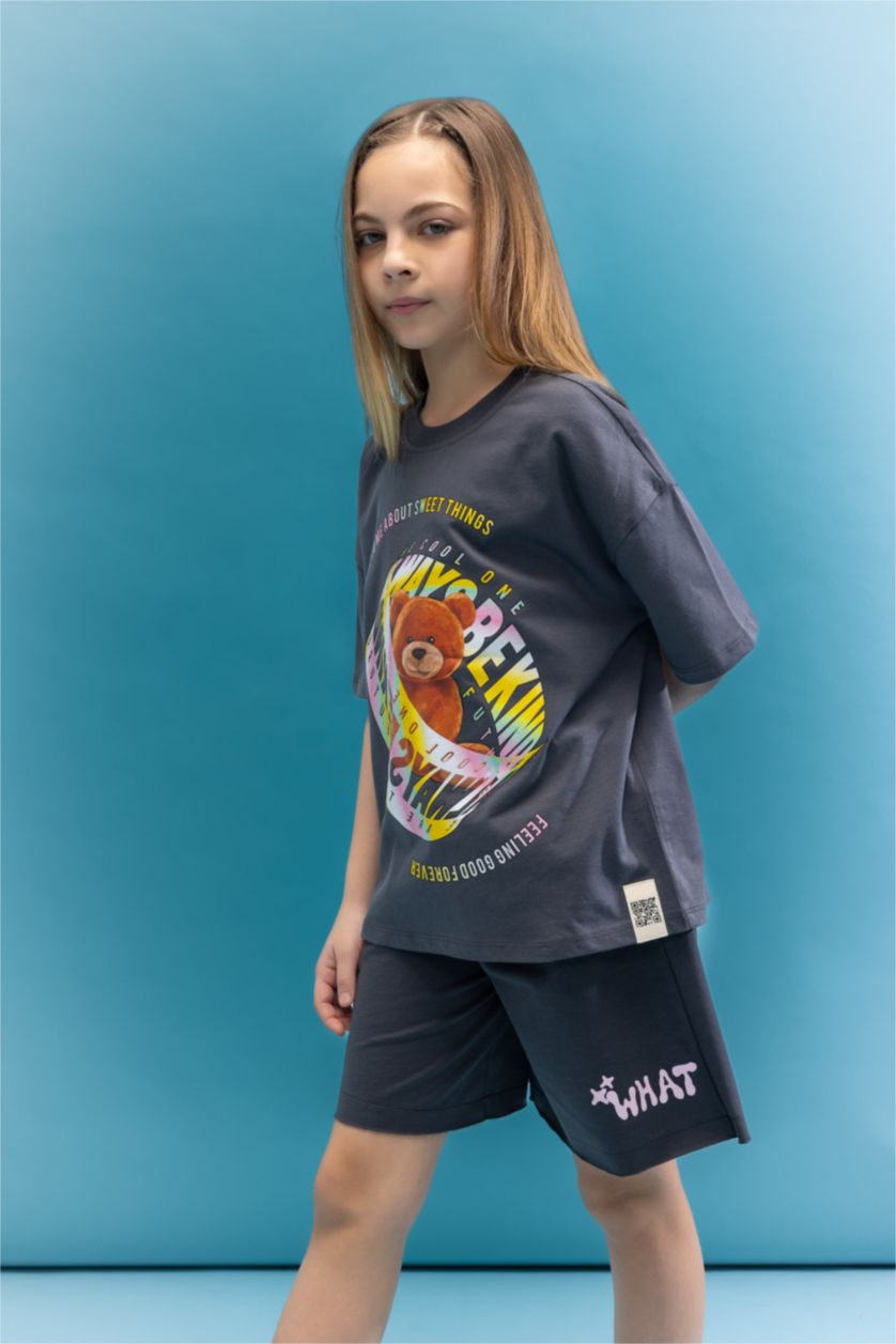 GIRLS & TEENS Anthracite Girl Printed Shorts