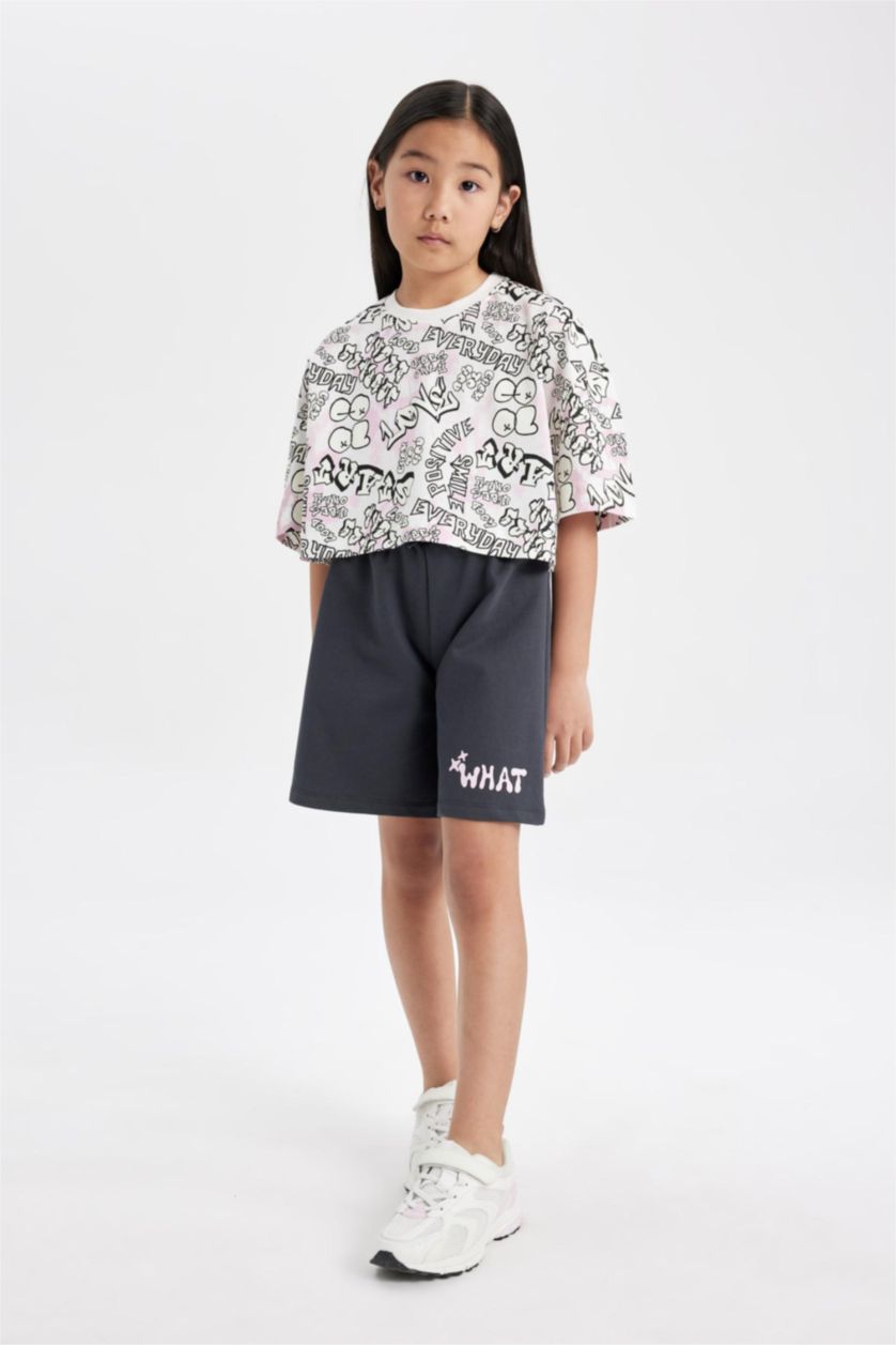GIRLS & TEENS Anthracite Girl Printed Shorts
