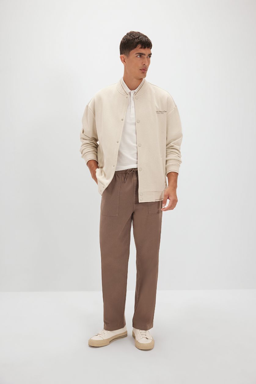 HOMME Marron Clair Pantalon droit large en Gabardine