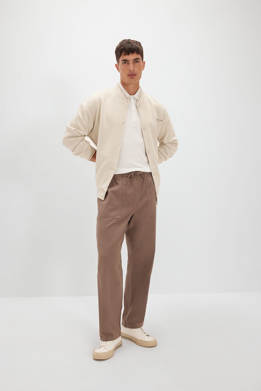 HOMME Marron Clair Pantalon droit large en Gabardine