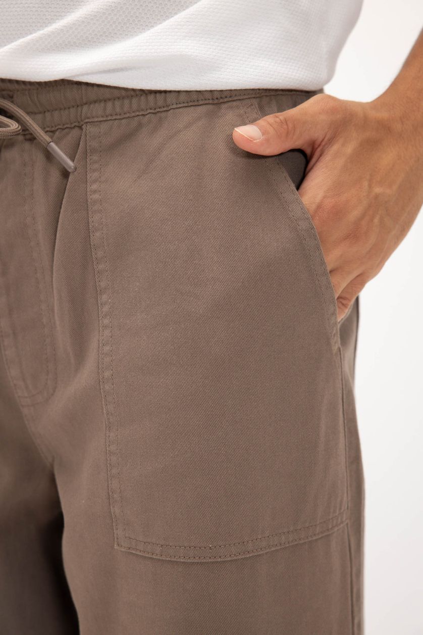 HOMME Marron Clair Pantalon droit large en Gabardine