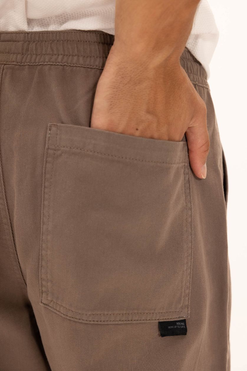 HOMME Marron Clair Pantalon droit large en Gabardine